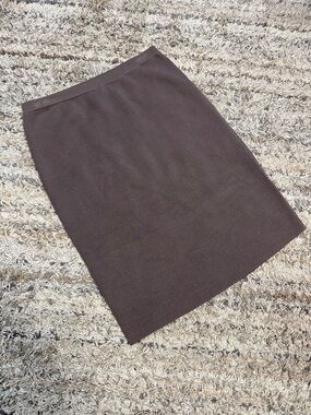 Eileen Fisher Brown Knit cotton silk blend, minimalist Pencil Skirt sz Large